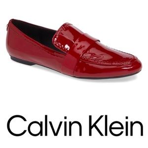 Calvin Klein Burgandy Patent Leather Loafers sz 11